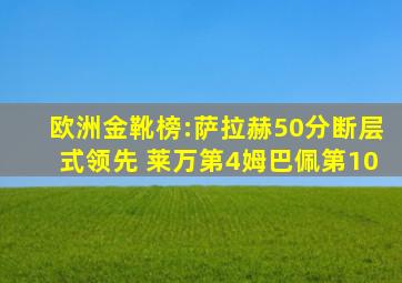 欧洲金靴榜:萨拉赫50分断层式领先 莱万第4姆巴佩第10